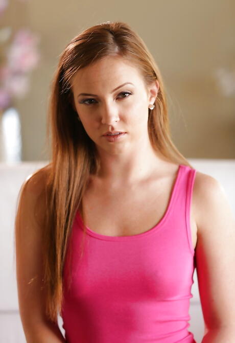 Sexy american brunette hottie Maddy Oreilly exhibiting tiny tits and sexy ass 